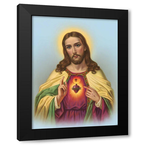 Hl. Herz Jesu Black Modern Wood Framed Art Print by Anonymous