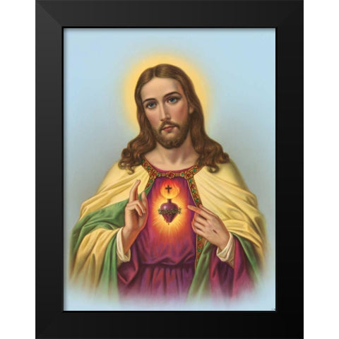 Hl. Herz Jesu Black Modern Wood Framed Art Print by Anonymous
