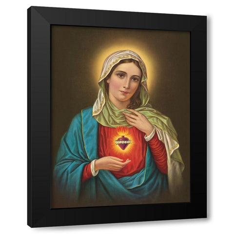 HL. HERZ MARIAE Black Modern Wood Framed Art Print with Double Matting by Anonymous