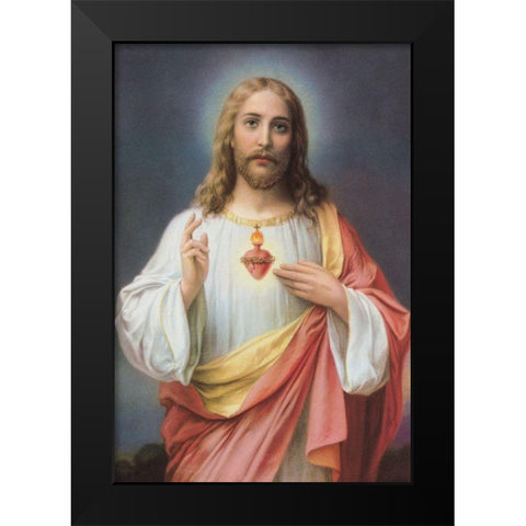 HL. HERZ JESU Black Modern Wood Framed Art Print by Zabateri