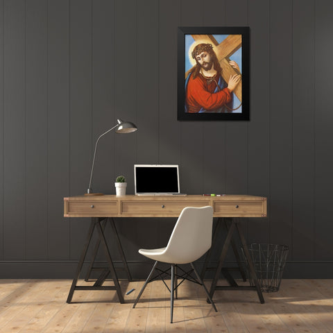 KREUZTRAGENDER CHRISTUS Black Modern Wood Framed Art Print by Anonymous