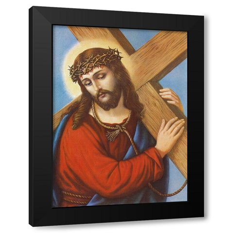 KREUZTRAGENDER CHRISTUS Black Modern Wood Framed Art Print by Anonymous