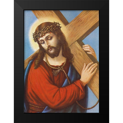 KREUZTRAGENDER CHRISTUS Black Modern Wood Framed Art Print by Anonymous
