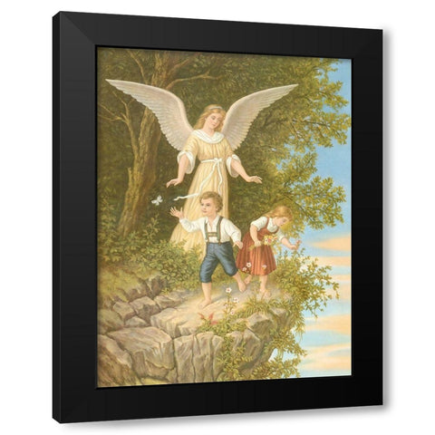 HL. SCHUTZENGEL Black Modern Wood Framed Art Print by Anonymous