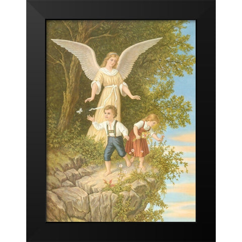 HL. SCHUTZENGEL Black Modern Wood Framed Art Print by Anonymous