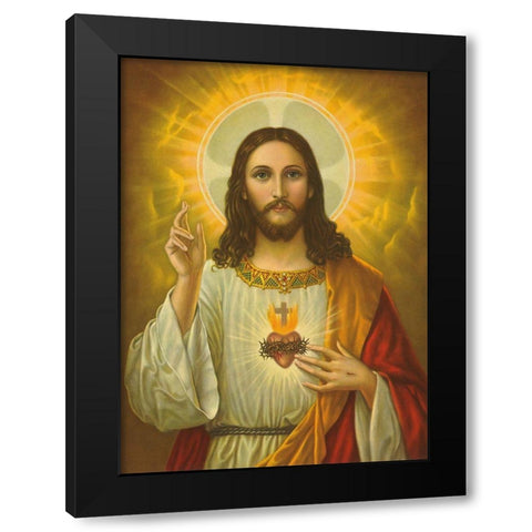 HL. HERZ JESU Black Modern Wood Framed Art Print by Anonymous