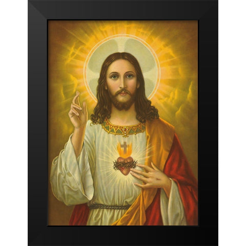 HL. HERZ JESU Black Modern Wood Framed Art Print by Anonymous