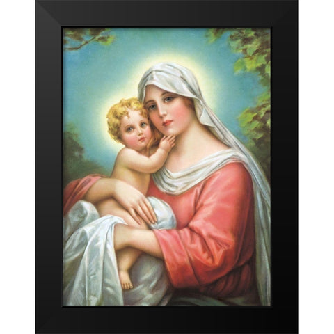 MADONNA Black Modern Wood Framed Art Print by Anonymous