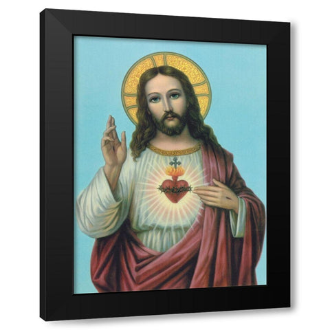 HL. HERZ JESU Black Modern Wood Framed Art Print by Anonymous
