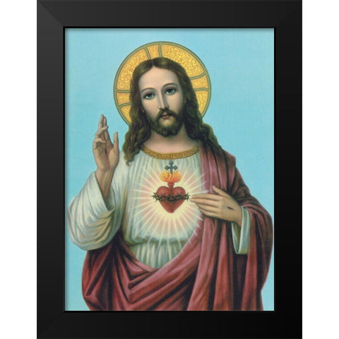 HL. HERZ JESU Black Modern Wood Framed Art Print by Anonymous