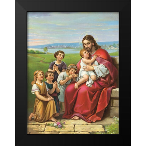 LASSET DIE KINDLEIN ZU MIR KOMMEN Black Modern Wood Framed Art Print by Anonymous