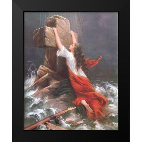 RETTUNG Black Modern Wood Framed Art Print by Anonymous