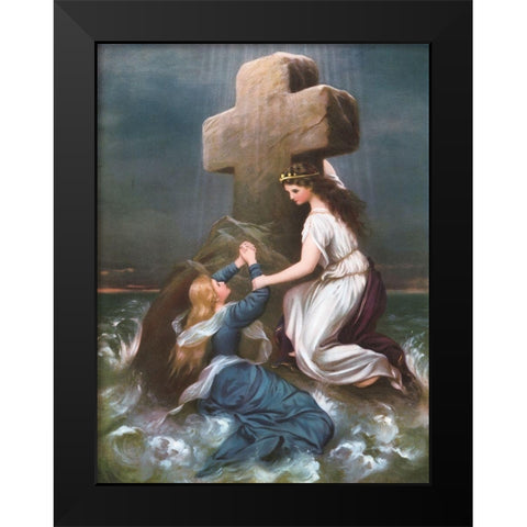 RETTUNG Black Modern Wood Framed Art Print by Anonymous