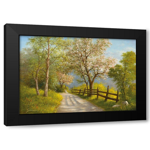 SPRING REVERIE Black Modern Wood Framed Art Print with Double Matting by Schoelnhammer, Heinz