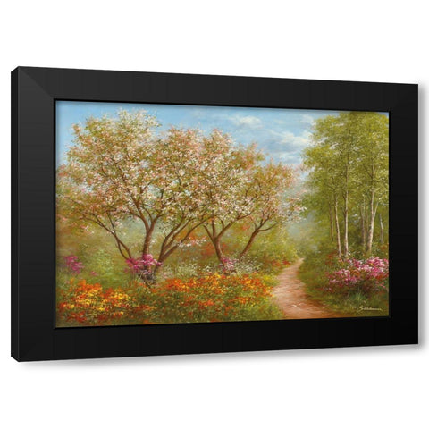 SUNLIGHT PATH Black Modern Wood Framed Art Print by Schoelnhammer, Heinz