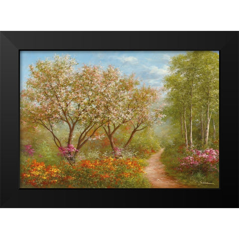 SUNLIGHT PATH Black Modern Wood Framed Art Print by Schoelnhammer, Heinz