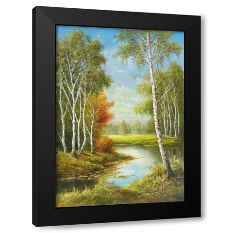 BIRCHES Black Modern Wood Framed Art Print by Glassl, Helmut