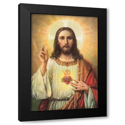 HL. HERZ JESU Black Modern Wood Framed Art Print by Anonymous