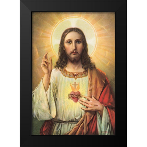 HL. HERZ JESU Black Modern Wood Framed Art Print by Anonymous