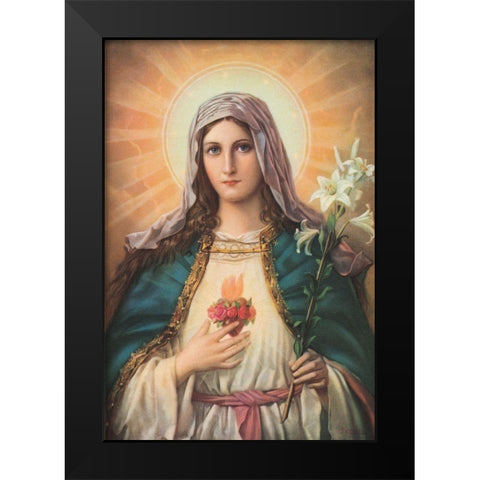 HL.HERZ MARIAE Black Modern Wood Framed Art Print by Anonymous