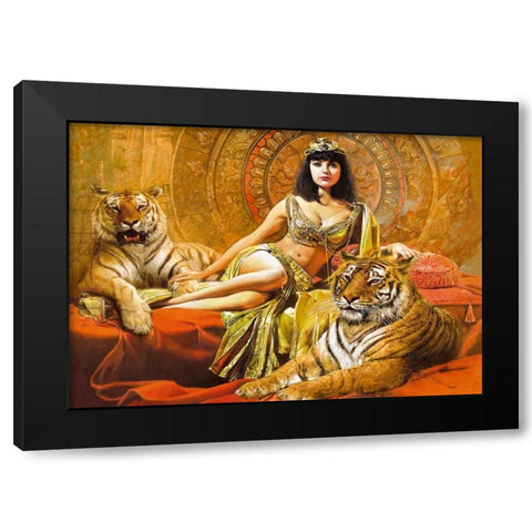 Cleopatra Black Modern Wood Framed Art Print with Double Matting by Voss, Johan