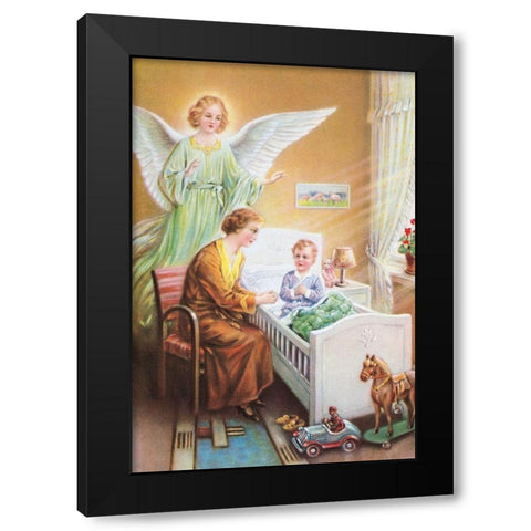 HL. SCHUTZENGEL Black Modern Wood Framed Art Print by Anonymous