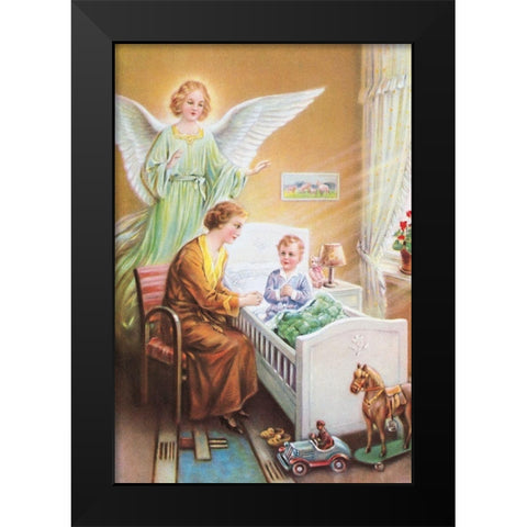 HL. SCHUTZENGEL Black Modern Wood Framed Art Print by Anonymous