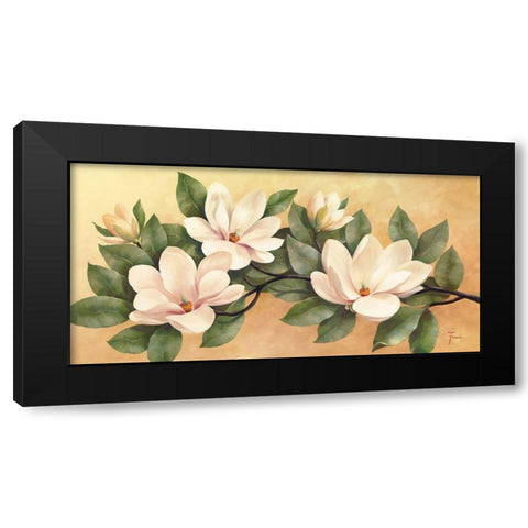 MAGNOLIA Black Modern Wood Framed Art Print with Double Matting by Fasani