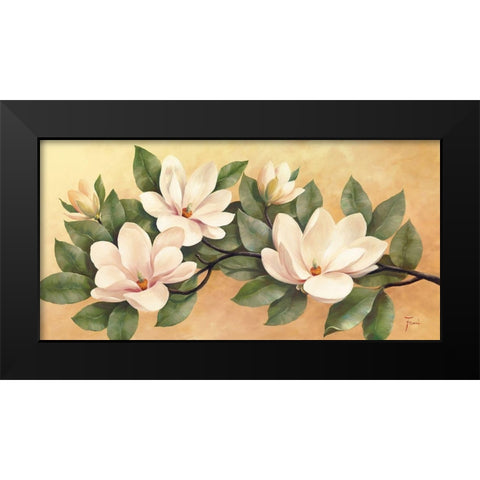 MAGNOLIA Black Modern Wood Framed Art Print by Fasani