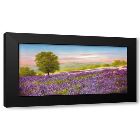 LAVENDER FIELD Black Modern Wood Framed Art Print by Schoelnhammer, Heinz