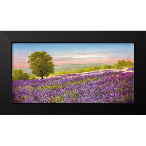 LAVENDER FIELD Black Modern Wood Framed Art Print by Schoelnhammer, Heinz