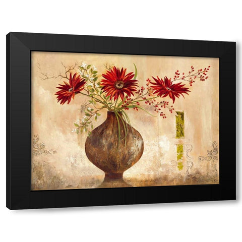 Red Gerberas Black Modern Wood Framed Art Print with Double Matting by Field, Anna