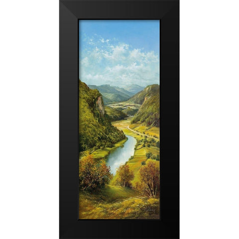 CARPATHIAN RIVER SCENE II Black Modern Wood Framed Art Print by Glassl, Helmut