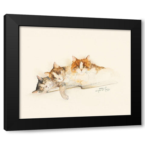 CATS OF DISTINCTION I Black Modern Wood Framed Art Print with Double Matting by Moser, Dede