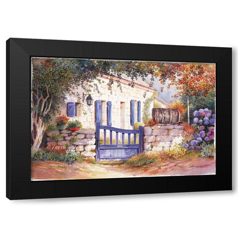 PORTE BLUE II Black Modern Wood Framed Art Print by Chamard, Jean-Marc