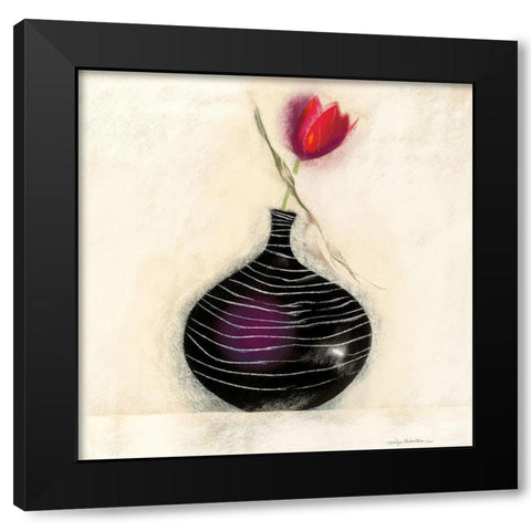 TULIP IN BLACK VASE I Black Modern Wood Framed Art Print by Robertson, Marilyn