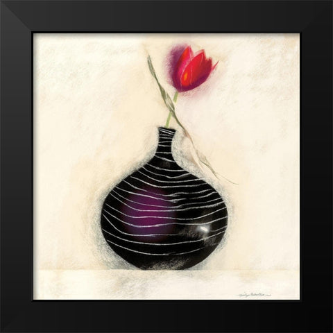 TULIP IN BLACK VASE I Black Modern Wood Framed Art Print by Robertson, Marilyn