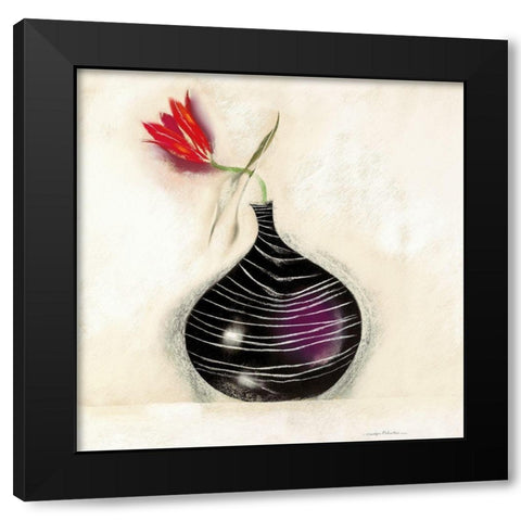 TULIP IN BLACK VASE II Black Modern Wood Framed Art Print by Robertson, Marilyn
