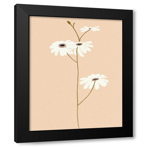 Serene Florals I Black Modern Wood Framed Art Print with Double Matting by Design Show