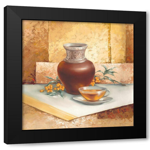 Still-Life WITH TEA Black Modern Wood Framed Art Print by Babichev