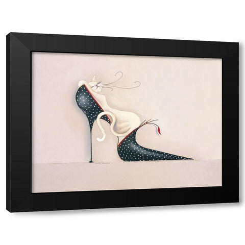 THE PURRFECT FIT I Black Modern Wood Framed Art Print by Robertson, Marilyn