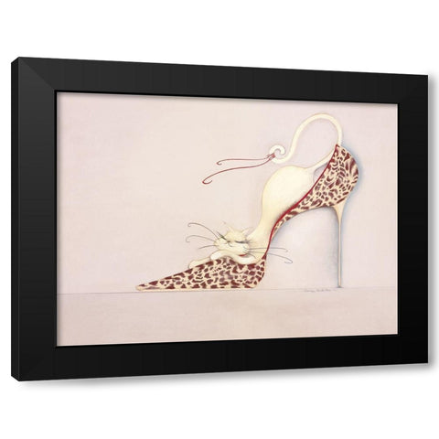THE PURRFECT FIT II Black Modern Wood Framed Art Print by Robertson, Marilyn
