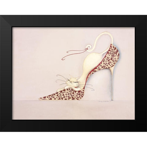 THE PURRFECT FIT II Black Modern Wood Framed Art Print by Robertson, Marilyn