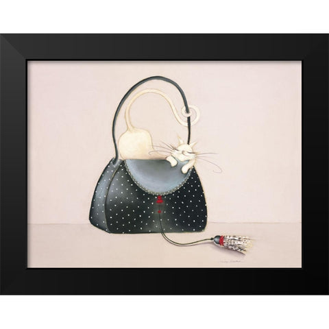 THE CAT OUT OF THE BAG I Black Modern Wood Framed Art Print by Robertson, Marilyn