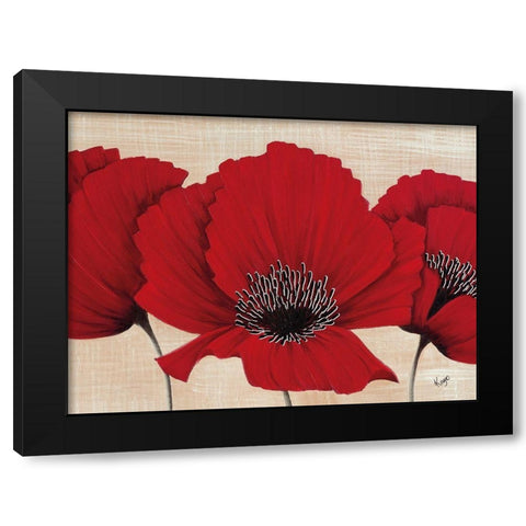 LINEN POPPY Black Modern Wood Framed Art Print with Double Matting by Lake, Kaye
