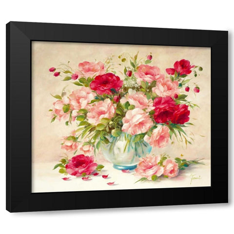 Medley With Roses Black Modern Wood Framed Art Print with Double Matting by Fasani