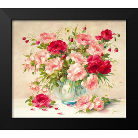 Medley With Roses Black Modern Wood Framed Art Print by Fasani