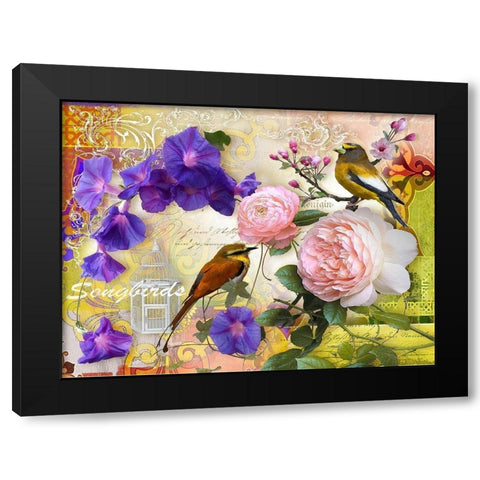 SONGBIRDS Black Modern Wood Framed Art Print with Double Matting by Florenti, Isa