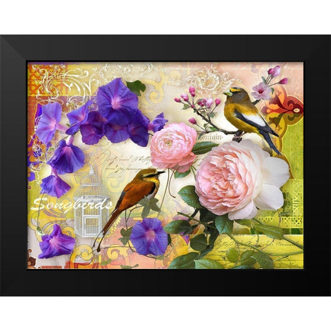 SONGBIRDS Black Modern Wood Framed Art Print by Florenti, Isa