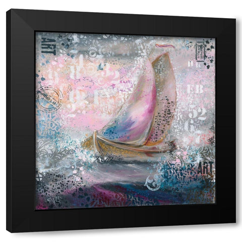Sails in pink Black Modern Wood Framed Art Print by Mizo
